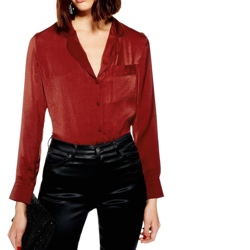 TopShop Satin PJ Shirt NWOT
